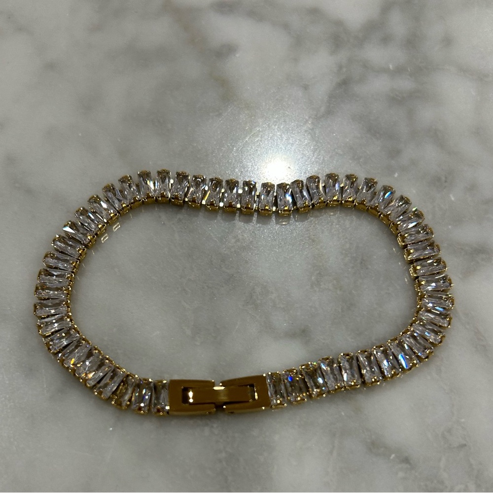Emerald cut crystal tennis bracelet